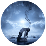 Holotropic breathwork illustration with energy radiating from the breath and consciousness expansion.