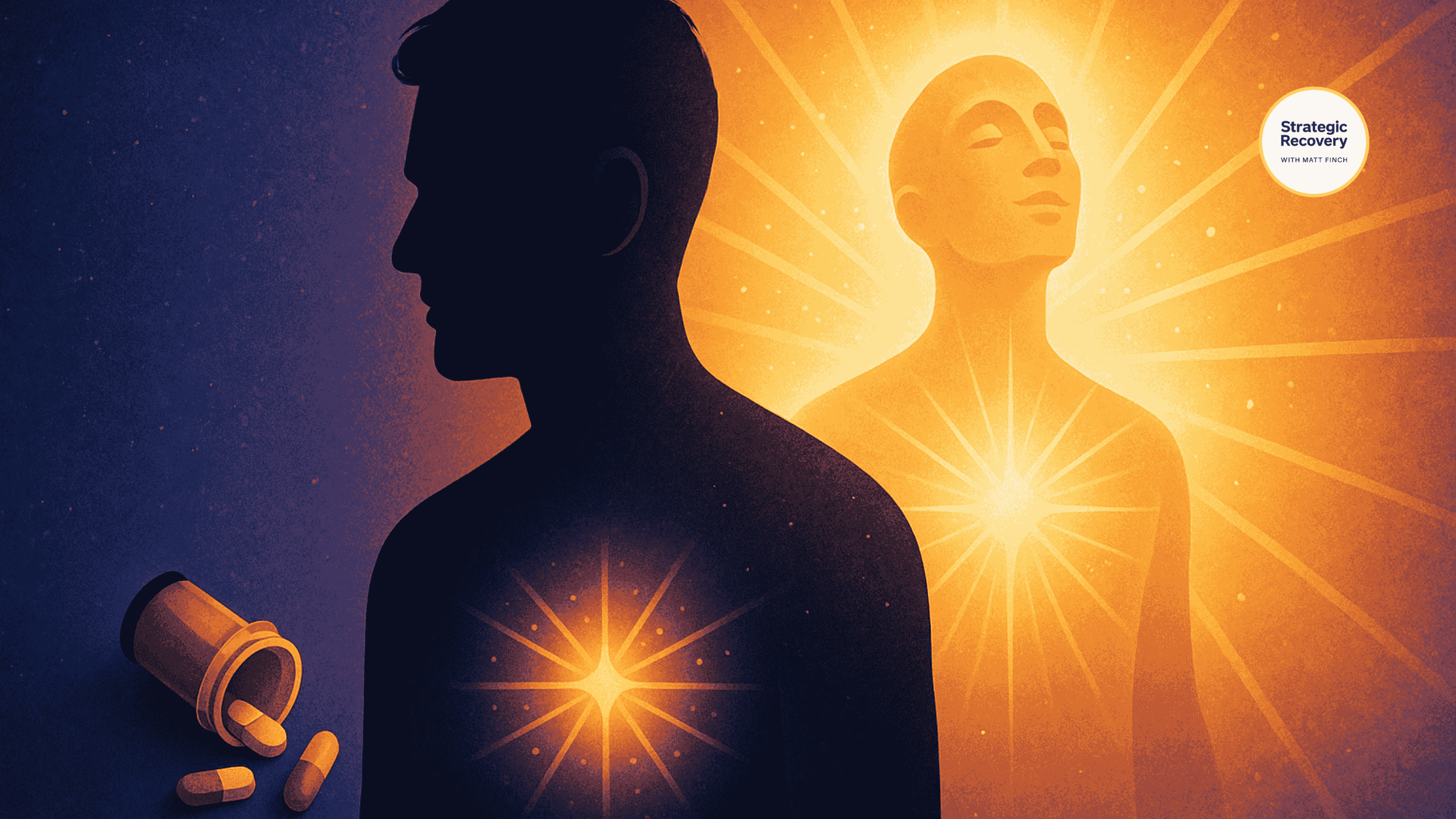 Spiritual awakening illustration: when the soul comes online, the need for substances dissolves and light returns.