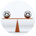 Balancing scales symbolizing harmony of pleasure and pain.