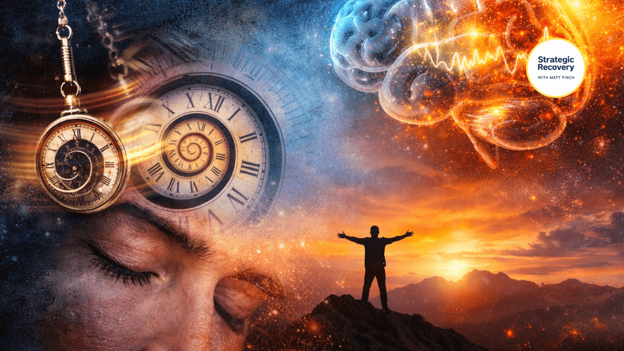 Hypnosis for addiction recovery illustration showing subconscious mind rewiring and neural brain healing